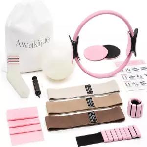 홈트레이닝 전신 근력 운동 14종 세트 홈트 소도구 키트 서클링 및 미니볼 구성 저항 밴드 슬라이더 발목