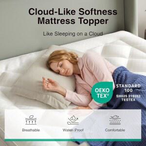 노빌라 매트리스 호텔 포켓 오버필 럭셔리 허리 베개 두꺼운 플러피 커버 오트밀 토퍼 위한 통기성 U201D 다운 21 충전재 엑스트라 패드 대체