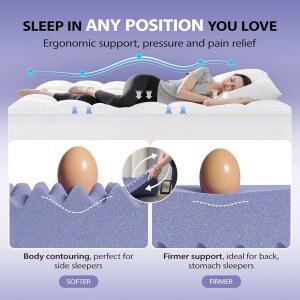 다운럭스 4인치 프로 레이어 듀얼 매트리스 쿨링 포켓 메모리 상자 토퍼 포함 베개 플러스 미디엄 2인치 달걀