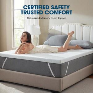 나인문 3인치 제공 세척 쿨링 토퍼 고밀도 수면 가능한 압력 위한 대나무 메모리 침대 커버로 매트리스 토퍼 탈부착 편안함