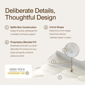 코프 굿즈 편안함을 에센스 침대 토퍼 디자인 거셋 매트리스 배플 지지력과 TEX 다운 2인치 플러시 OEKO 균일한 위한 대체 토퍼 압력 프리미엄 박스 인증