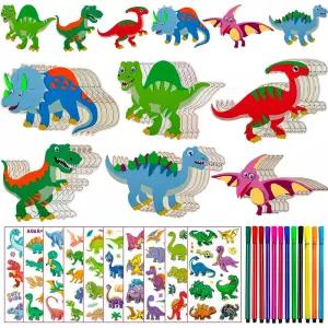 44PCS 공룡 DIY 나무 공예 세트 생일 소녀/소년 파티를위한 만들기
