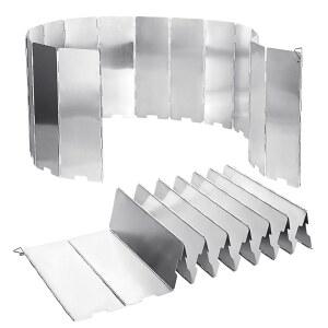 2팩 캠핑 스토브 윈드스크린 16접시 접이식 야외 알루미늄 캠프 윈드스크린, 휴대용 가방, 피크닉, 배낭 여행, 요리용 윈드쉴드