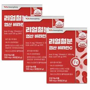리얼 철분 엽산 비타민C 500mgx60정x3개 3중 복합기능성