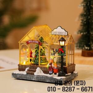 새로운 크리스마스 장식 발광 음악 집 선물 레진 공예 창의적인 책상