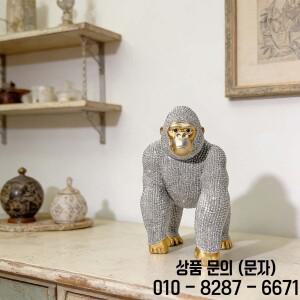 1PC 블루 골드 실버 스파클링 고릴라 동상 고급 레진 홈 데코 및 선물