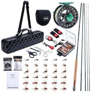 Goture 낚싯대 및 릴 콤보, 로드 및 기어 케이스 , 2 7m 9피트 4피스 로드, 프리스풀 릴, 라인, , 리더, 티펫, 집게, 니퍼 및 완벽한 스타터 키트