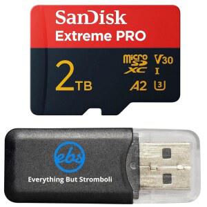 2TB MicroSDXC 익스트림 프로 메모리 카드, Insta360 X3, X4, X4 에어 및 X5 액션 카메라 SDSQXCD-2T00-GN6MA , V30 A2 U3, 스트롬볼리 리더를 제외한 모든 것에 번들로 제공