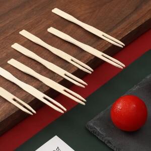 대나무 일회용 과일 포크 디저트 칵테일 세트 파티 홈 장식 식기 용품 50개 100개