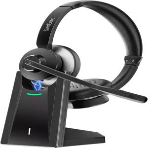 블루투스 헤드셋 업무용 마이크가 무선 고급 AI 노이즈 캔슬링 마이크 클리어 통화 및 음소거 5.3 헤드폰