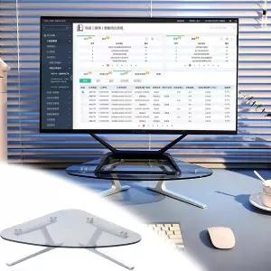 야포듀트 코너 모니터 스탠드 유리 팅 화면 삼각형 유니버설 아크 데스크톱 정리함 라이저 컴퓨터 노트북