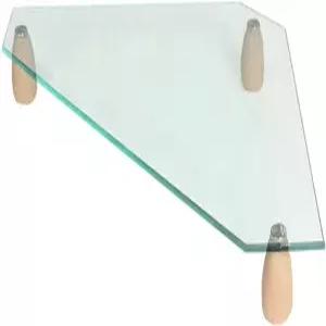 LGEOELIAS 코너 모니터 스탠드 투명 강화 유리 컴퓨터 노트북용 방수 데스크 스토리지 라이저 내마모성