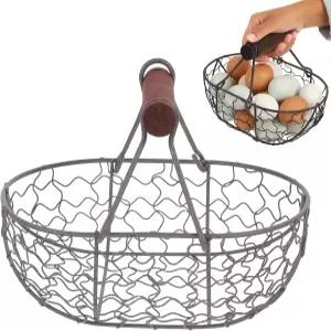 과일 빵과 조리대 정리를 위한 손잡이가 있는 신선한 달걀을 DOITool 빈티지 금속 와이어 바구니 4.7인치