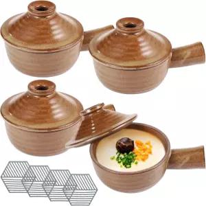 4세트 쿠커 내열 실리콘 패드가 있는 세라믹 전자레인지 돔 뚜껑 및 중공 손잡이가 밀렵꾼 달걀 수프 오븐