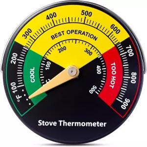 과열로 인한 파괴를 방지하는 탑 펠릿 벽난로 연도 연소용 Frienda 1Pcs 우드 스토브 온도계 마그네틱 오븐