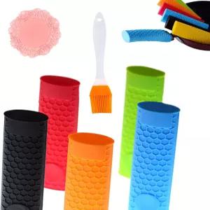 유오유 7팩 실리콘 핫 핸들 홀더 포트홀더 고무 냄비 손잡이 주철 팬 금속 프라이팬 소매