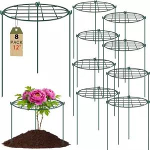 8팩 12 x 15.7인치 모란 케이지 및 지지대 야외 식물을 위한 통한 금속 성장 링 채소 장미 토마토 난초용