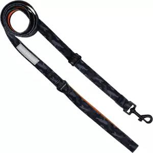 WAG Trendz 4피트 목줄 주황색 개 접이식 안전 패딩 핸들 길이 3피트에서 5피트로 조절 가능 카모 오렌지 M