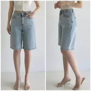 여성 스판 밴딩 버뮤다 5부 크롭 데님팬츠 청반바지