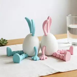 부활절 달걀 장식 3D 프린팅 움직이는 토끼 모형 장난감, 창의적 인테리어 소품
