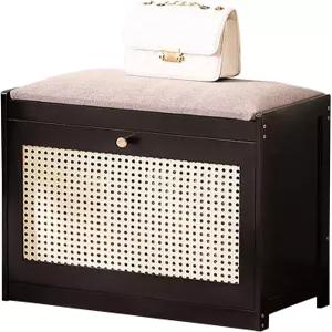 복도와 거실을 위한 메쉬 도어 입구 신발장과 캐비닛이 있는 GDMEPMU 우드 신발 보관 벤치