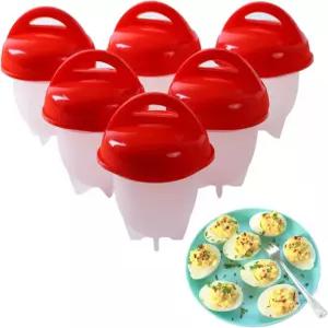 6개의 달걀 조리기 실리콘 밀렵 컵 삶은 논스틱 보일러 껍질 없는 세트 아침 식사용