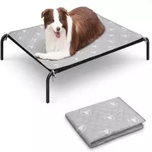 대형견을 위한 패드가 있는 PJYuCien 고가 개 침대 통기성 메쉬 및 흡수성 소변 48인치 냉각 튼튼한 프레임