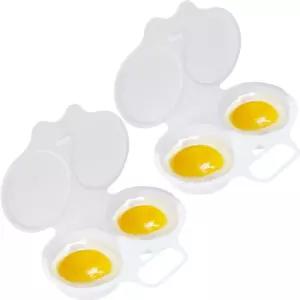 흰 달걀 밀렵꾼 2개 전자레인지 보일러 뚜껑이 있는 캐비티 논스틱 메이커 조리기 이중 배수 컵