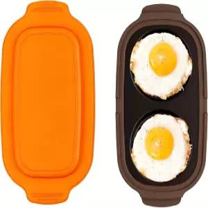 전자레인지 쿠커 푸어 아침 샌드위치용 프라이어 달걀 2개용 메이커 식기세척기 사용 가능하고 BPA 프리