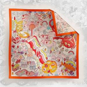 스퀘어 스카프 프린트 터번 스톨 모달 투명 모조 코디 62