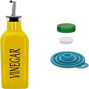 17온스 올리브 디스펜서 병 1개 500ml 유리 오일 및 식초 세트 스테인리스 스틸 파우치 주방용