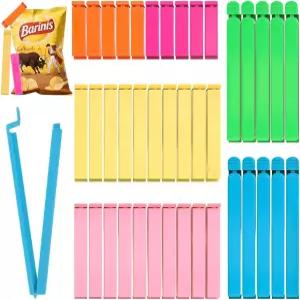 40개의 PCS 푸드 백 클립 3가지 크기의 컬러 믹싱 칩 곡선 디자인의 주방 밀봉 음식 스낵 빵용 비닐