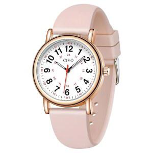 CIVO 여성용 간호사 시계: 쉬운 읽기 다이얼이 있는 아날로그 시계 - 12시간 24분 및 초침이 방수 손목시계 의사 여학생을 위한 선물