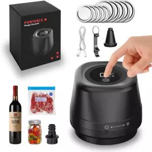 메이슨 진공 실러 키트 병 및 가방용 컴팩트 뚜껑 스토퍼 액세서리 압력 통조림용 전기 블랙 포함