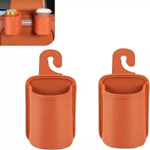 뒷좌석용 이디두 2PCS 자동차 헤드레스트 컵 홀더 PU 가죽 프리미엄 보관 액세서리 가방용 후크가 있는