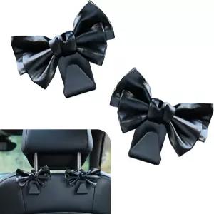 허그윗 2개 PCS 카시트 헤드레스트 후크 귀여운 보우 다기능 자동차 내부 지갑 장식 대부분의 적합한 범용