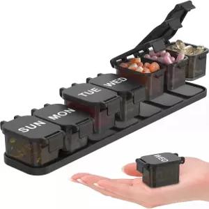 초대형 주간 알약 정리함 방수 7일 상자 휴대용 비타민 및 보충제 케이스 개봉하기 쉬운 디자인 여행