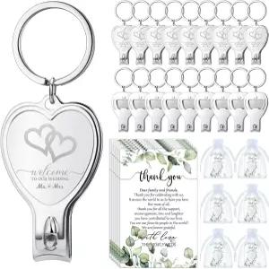 픽메쉬 50세트 하객용 결혼 기념품 하트 다기능 병따개 네일 클와 감사 카드 화이트 오르간자 가방 웨딩