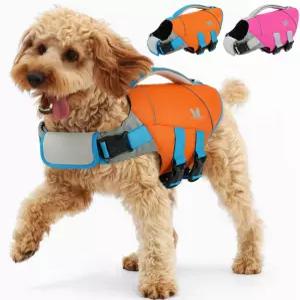 IECOII XS 반려견 구명조끼 소형견 수영 보트용 강아지 트 핸들과 D링이 있는 고부력 수상 부유 조끼 조절