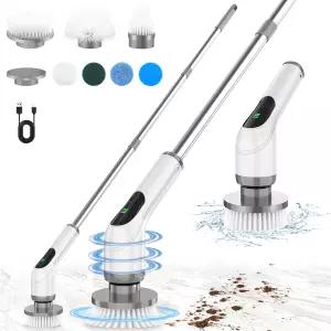 청소용 전동 스핀 스크러버 연장 손잡이와 속도 조절이 가능한 무선 브러시 욕실 샤워 욕조 타일 바닥