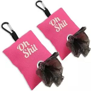 클립이 달린 개똥주머니 디스펜서 2팩 끈끈이 파우치 반려동물 러닝 워킹 하이킹용 경량 원단로즈레드