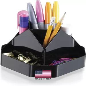 Officemate 재활용 컴팩트 로터리 정리함 9개의 구획 5.5W x 5.5D 3.875H 검은색23152