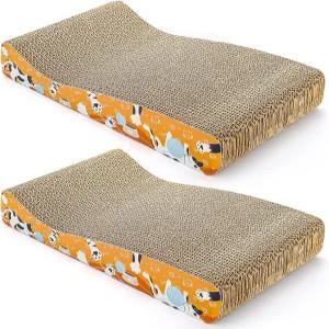 니컴 2팩 고양이 긁힘 패드 곡선형 판지 가구 보호용 리버서블 보드 실내 위한 라운지 소파 침대