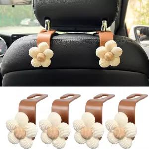 4PCS 자동차 헤드레스트 후크 귀여운 플라워 카시트 정리함 가방용 휴대용 시트백 행거 SUV 세단 트럭용