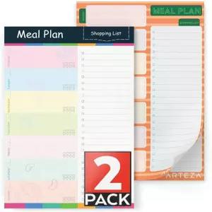 아르테자 주간 식사 계획 패드 마그네틱 메모장 6x9 인치 2 60 프리미엄 68Lb/100gsm 페이지 팩 편리한