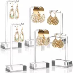 ZEAYEA 6개 아크릴 귀걸이 진열대 클리어 주얼리 소매 홀더 팔찌 뱅글 정리대 가정용 카운터탑 걸이 선물