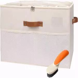 청소 브러시가 있는 옷장용 올리바라 신발 정리함 16켤레 보관 투명 뷰 뚜껑이 프리미엄 품질의 접이식