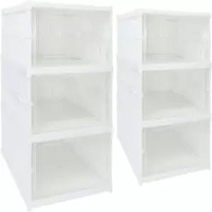 AvidARC 3단 접이식 신발 보관함 옷장용 투명 문 플라스틱 정리함 조립식 신발장 있는 캐비닛.2 팩