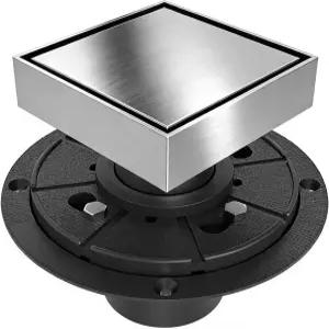 4인치 브러시드 니켈 샤워 배수구 두꺼운 스테인리스 바닥 평평하고 타일 인 격자 헤어 스트레이너를