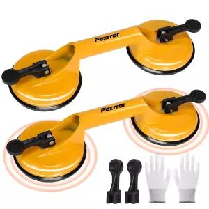 Fexrror 알루미늄 유리 흡입 컵 2개 330파운드 적재 용량 미끄럼 방지 손잡이가 있는 헤비 듀티 진공 대형